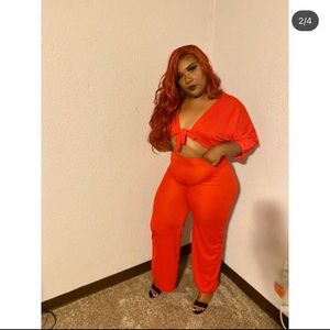 Plus Pretty Little Things Red Tie Up Jumpsuit